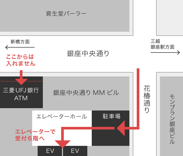よしき銀座クリニックの入り口案内